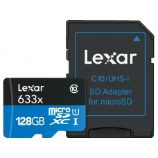 Lexar Micro SD 128 GB 633x 95 MB/S m/sd adapter - V30 - MicroSD