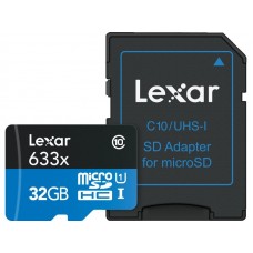 Lexar Micro SD  32 GB 633 x 95 MB/S m/sd adapter  - Tilbud - MicroSD