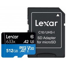 Lexar Micro SD 512 GB 633 x 95 MB/S m/sd adapter - MicroSD