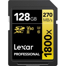 Lexar SD 128 GB Pro 1800x SDXC U3 (V60)UHS-II W180 - V60 - SD