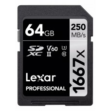 LEXAR SD  64 GB Pro 1667X SDXC UHS-II U3 [V60] W90 - V60 - SD
