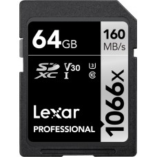 Lexar SD  64 GB Proffessionel 1066x U3 (V30)  - V30 - SD