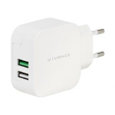 Vivanco USB Dual Charger Hvid 3.4A 2xusb